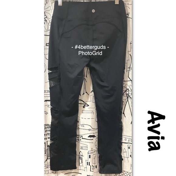 Avia Full Length Mesh & Lace Leg Cutout Insets Black Legging Sz XS / XCH 0-2 - Picture 4 of 14